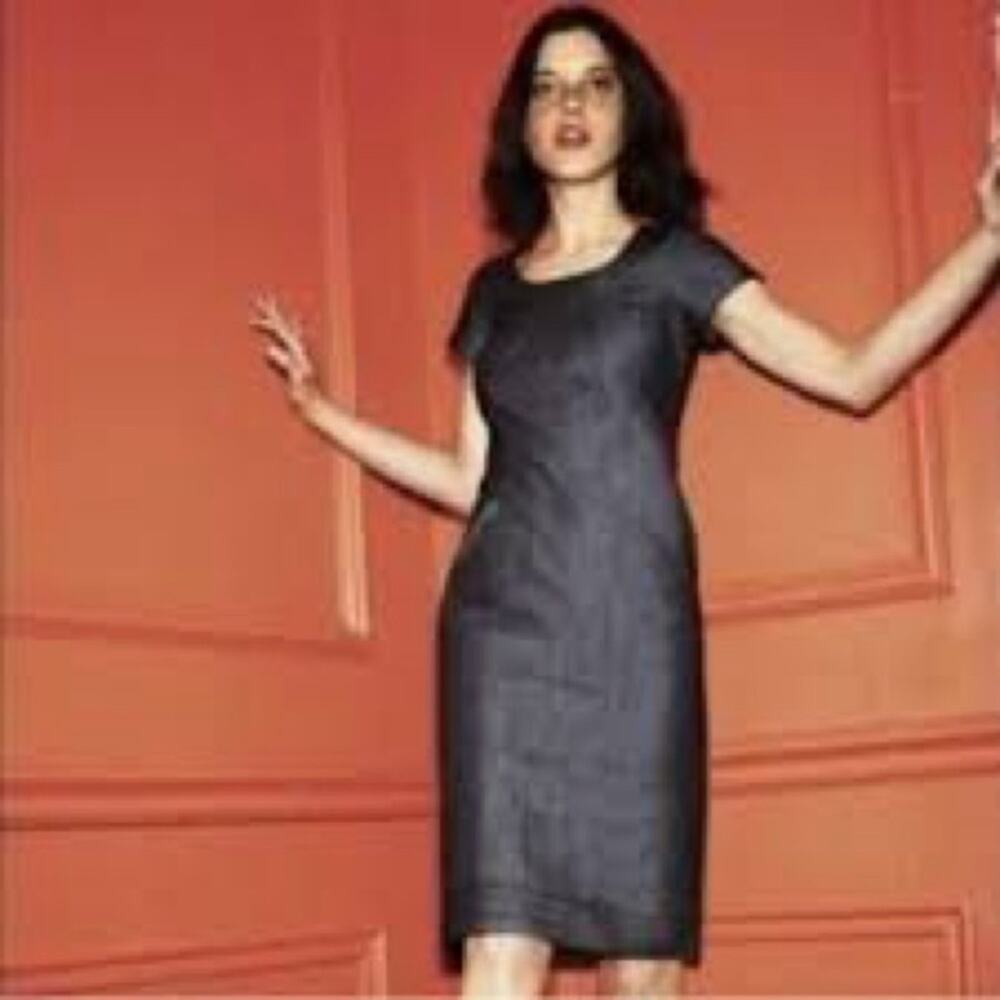 Boden Dark Gray Short-Sleeve Sheath Dress